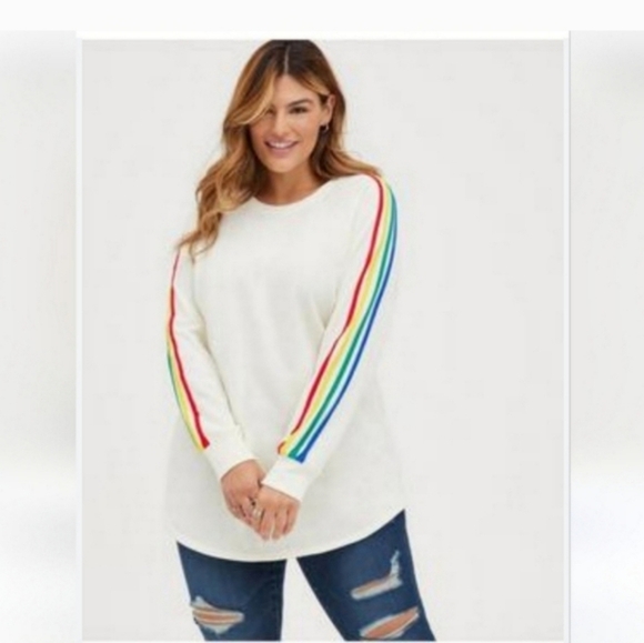 torrid Sweaters - 🤑SALE🤑Torrid size 2 white with rainbow stripe
